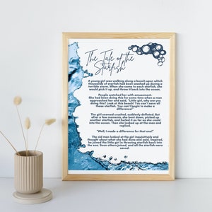 La historia de la estrella de mar, le importa a éste, decoración imprimible, regalo para maestros, arte de la pared de la playa, decoración costera, pdf, descarga digital