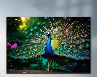 Tempered Glass Peacock Wall Art | Peacock Glass | Peacock Abstract Wall Decor | Peacock Portrait Wall Art | Animal Glass Art | Wall Hangings