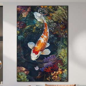Tempered Glass Koi Fish Art | Japanese Koi Fish Wall Decor | Glass Printing | Koi Fish Wall Decor | Extra Large Wall Art | Animal Wall Art