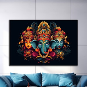 Tempered Glass Ganesha Wall Art | Indian God Decor | Ganesha Abstract Wall Decor | Buddhist Figures Wall Art | Wall Hangings | Lord Ganesha