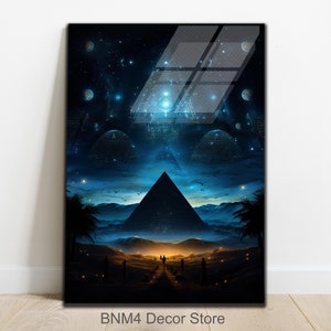 Tempered Glass Ancient Egyptian Wall Art | Pyramid Wall Decor | Ancient Egyptian Pyramid Decor | Glass Printing | Pharaoh Glass | Wall Decor