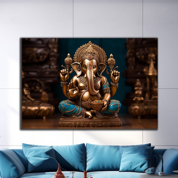 Tempered Glass Ganesha Wall Art | Magnificent Ganesha Decor | Ganesha Abstract Wall Decor | Buddhist Figures Wall Art | Wall Hangings | Lord