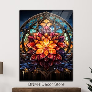 Tempered Glass Mandala Wall Art | Mandala Pattern Wall Decor | Wall Hangings | Housewarming Gift | Gift for Her | Flowers Pattern | Mandala