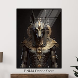 Tempered Glass King Anubis Wall Art | Egyptian God Anubis Wall Decor |Ancient Egypt Pharaoh Decor |Glass Printing|Wall Hangings|God of Death