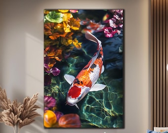 Koi Fish Tempered Glass Art | Japanese Koi Fish Wall Glass | Glass Printing | Koi Fish Wall Decor | Glass Large Wall Art | Animal Wall Art