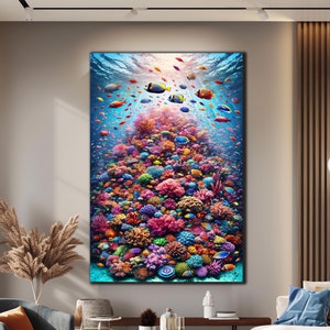 Tempered Glass Wall Art | Underwater Glass Art | Aquarium Wall Decor | Glass Printing | Extra Large Wall Art | Ocean Glass |Coral Wall Decor