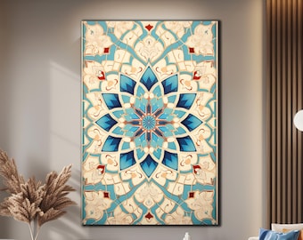 Turkish Patterned Tempered Glass Art | Ethnic Tile Glass Art | Wall Hanging | Housewarming Gift | Anatolian Wall Art | Islamic Motifs Glass