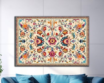 Turkish Pattern Tempered Glass Art |  Ethnic Tile Glass Art | Wall Hanging | Housewarming Gift | Anatolian Wall Art | Ethnic Art |Home Decor