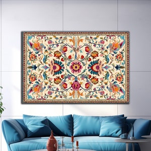 Turkish Pattern Tempered Glass Art |  Ethnic Tile Glass Art | Wall Hanging | Housewarming Gift | Anatolian Wall Art | Ethnic Art |Home Decor