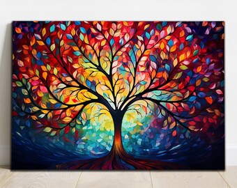 Tempered Glass Wall Art | Life of Tree Glass Decor| Stained Pattern Art | Life of Tree | Large Wall Art |Housewarming Gift|Stained Pattern