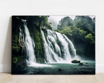 Waterfall Paradise Tempered Glass Wall Art | Extra Large Wall Art | Nature Glass Art | Modern Glass Art | Housewarming Gift |  Wall Hangings