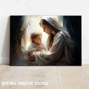 Tempered Glass Wall Art | Virgin Mary and Jesus Glass Decor | Catholic Wall Decor | Jesus Glass Art | Christian Wall Art | Bible Verse Decor