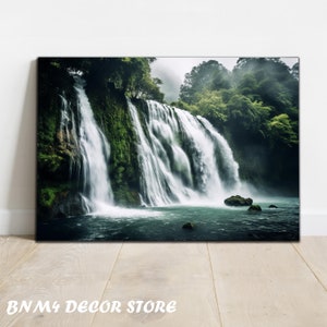 Waterfall Paradise Tempered Glass Wall Art | Extra Large Wall Art | Nature Glass Art | Modern Glass Art | Housewarming Gift |  Wall Hangings
