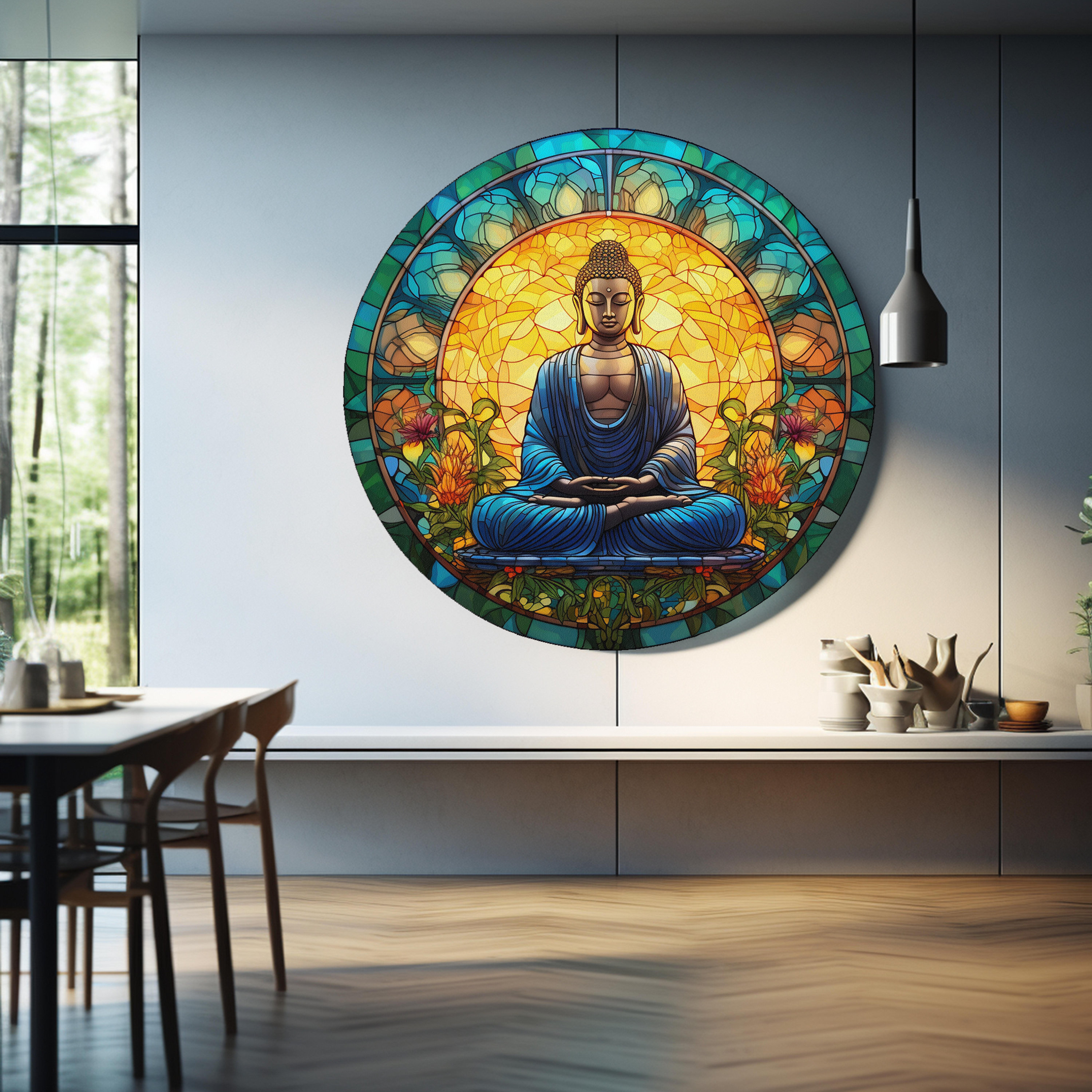 Buddha Tempered Glass Art | Buddha Round Glass | Buddha Glass Paint ...