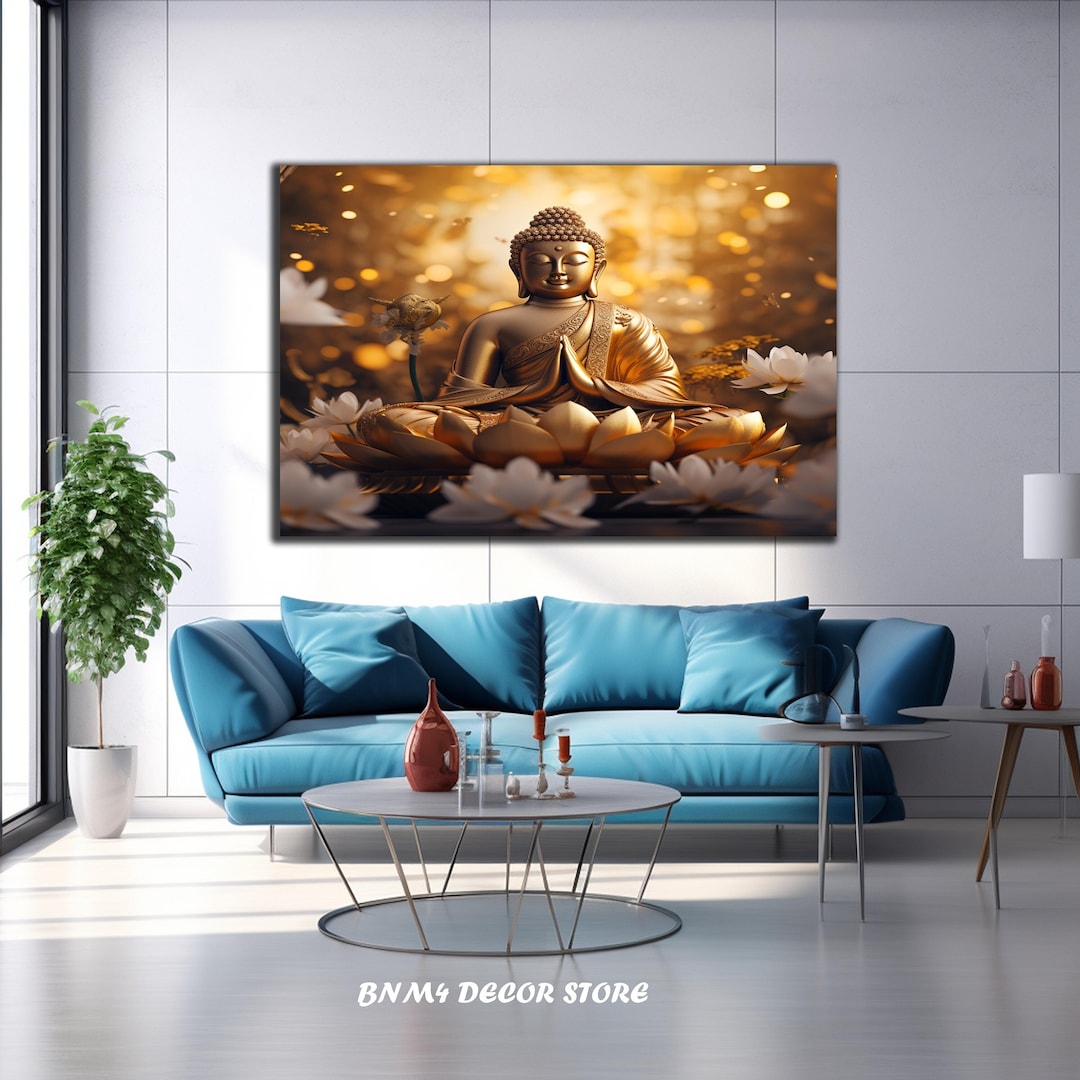 Buddha Tempered Glass Wall Art | Gold Buddha Wall Decor | Buddhism ...