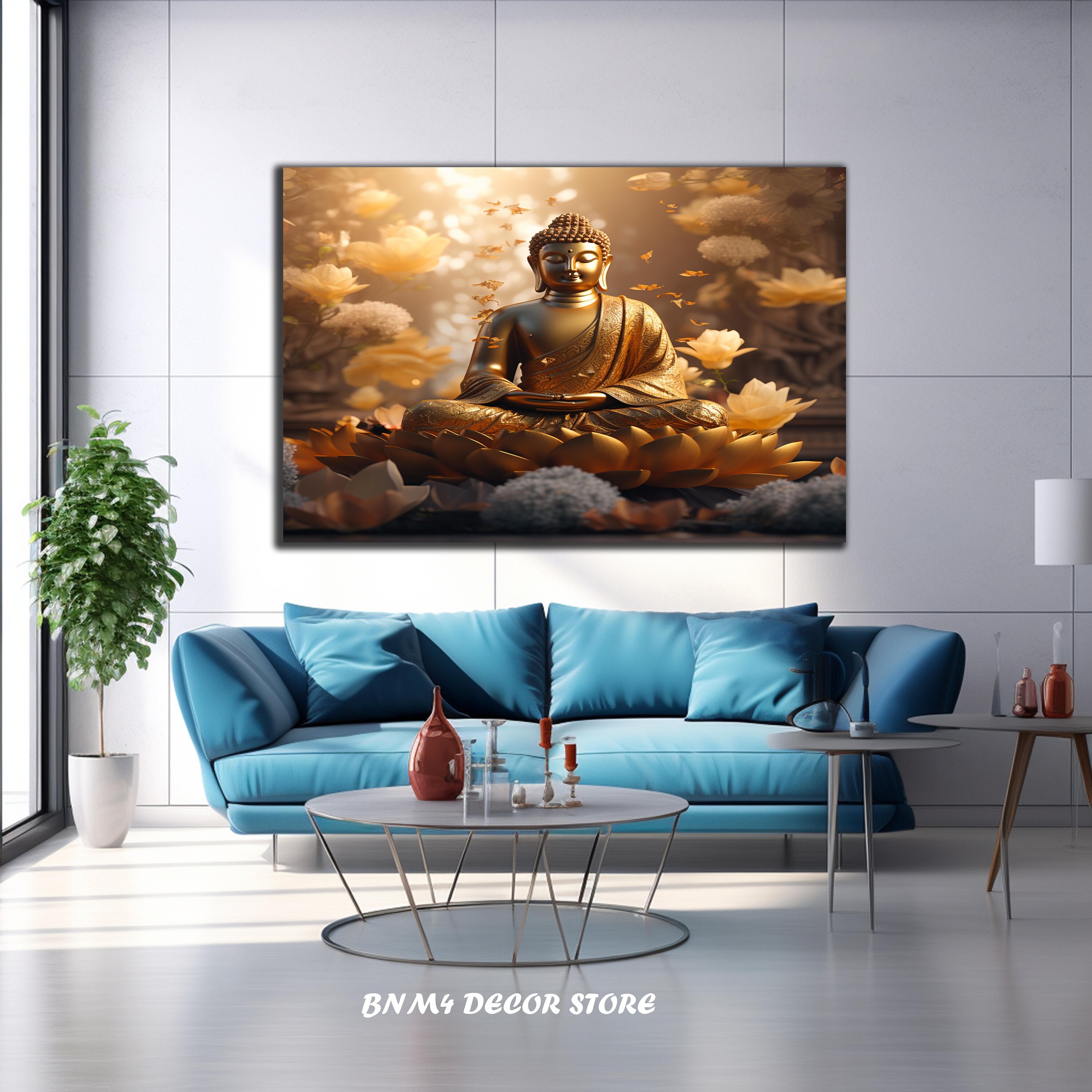Tempered Glass Buddha Wall Art | Gold Buddha Glass | Hindu Wall Art ...