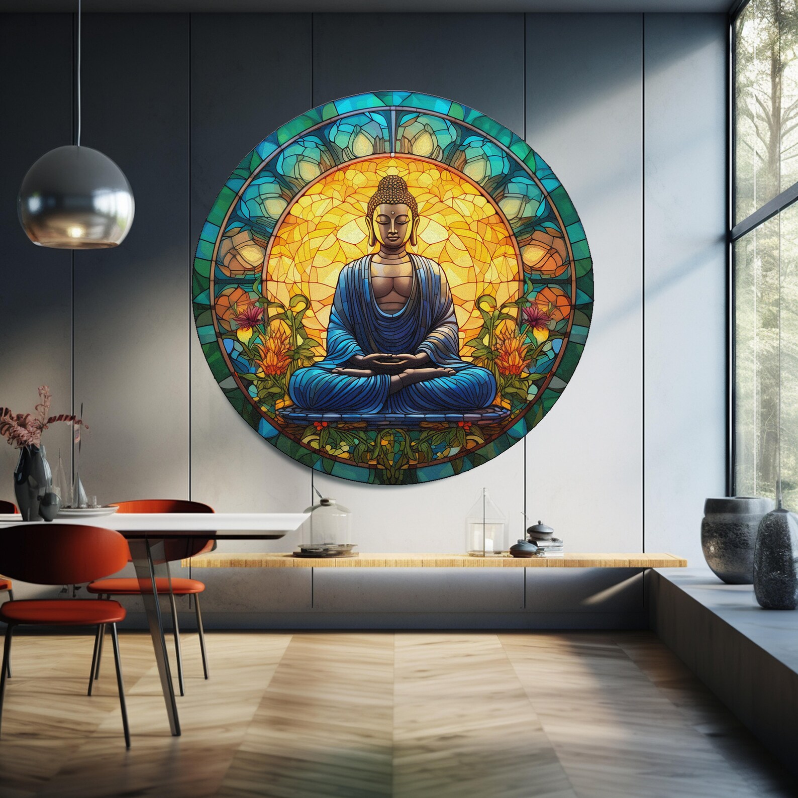 Buddha Tempered Glass Art | Buddha Round Glass | Buddha Glass Paint ...