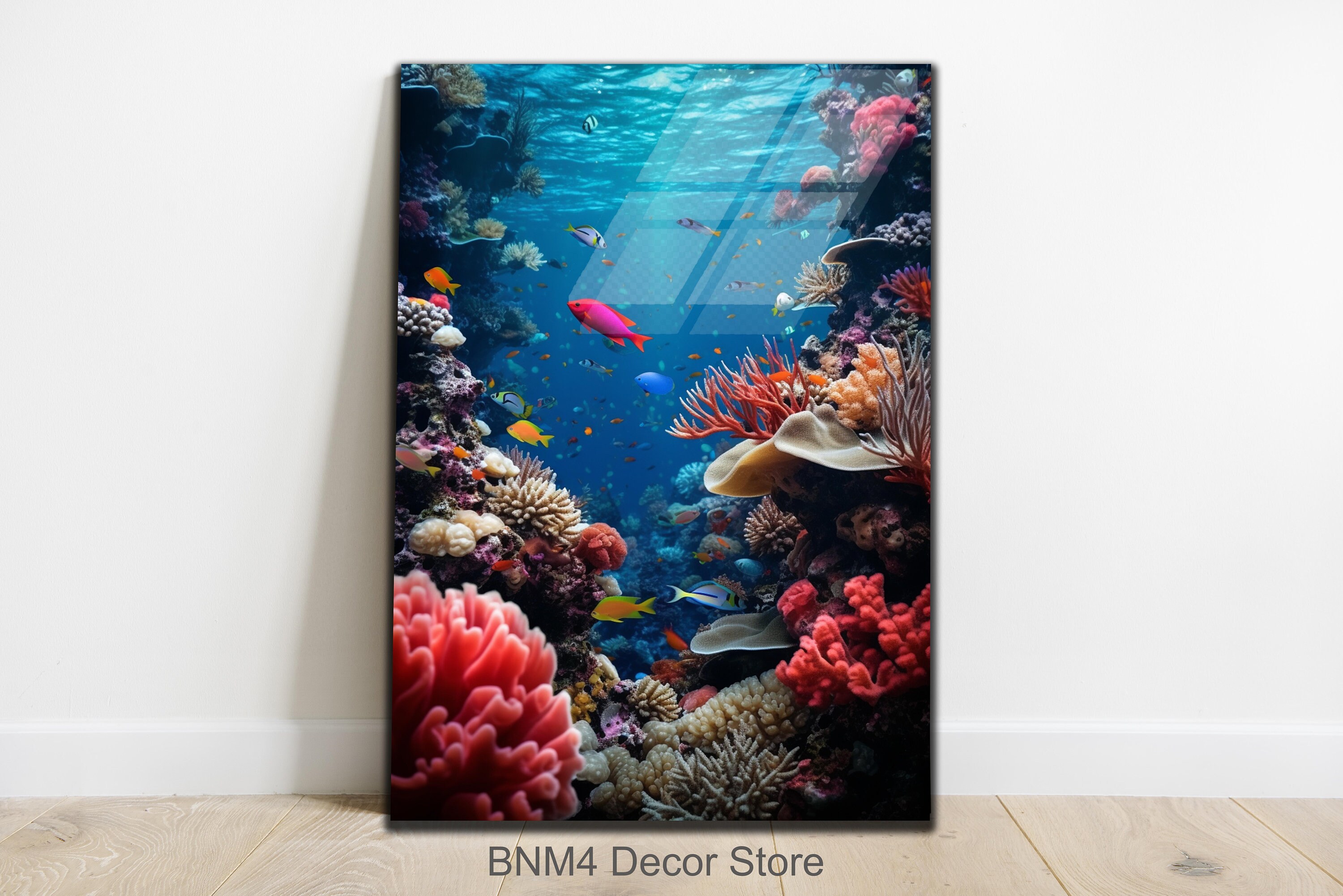 Tempered Glass Under Sea Wall Art Aquarium Wall Decor Glass Printing