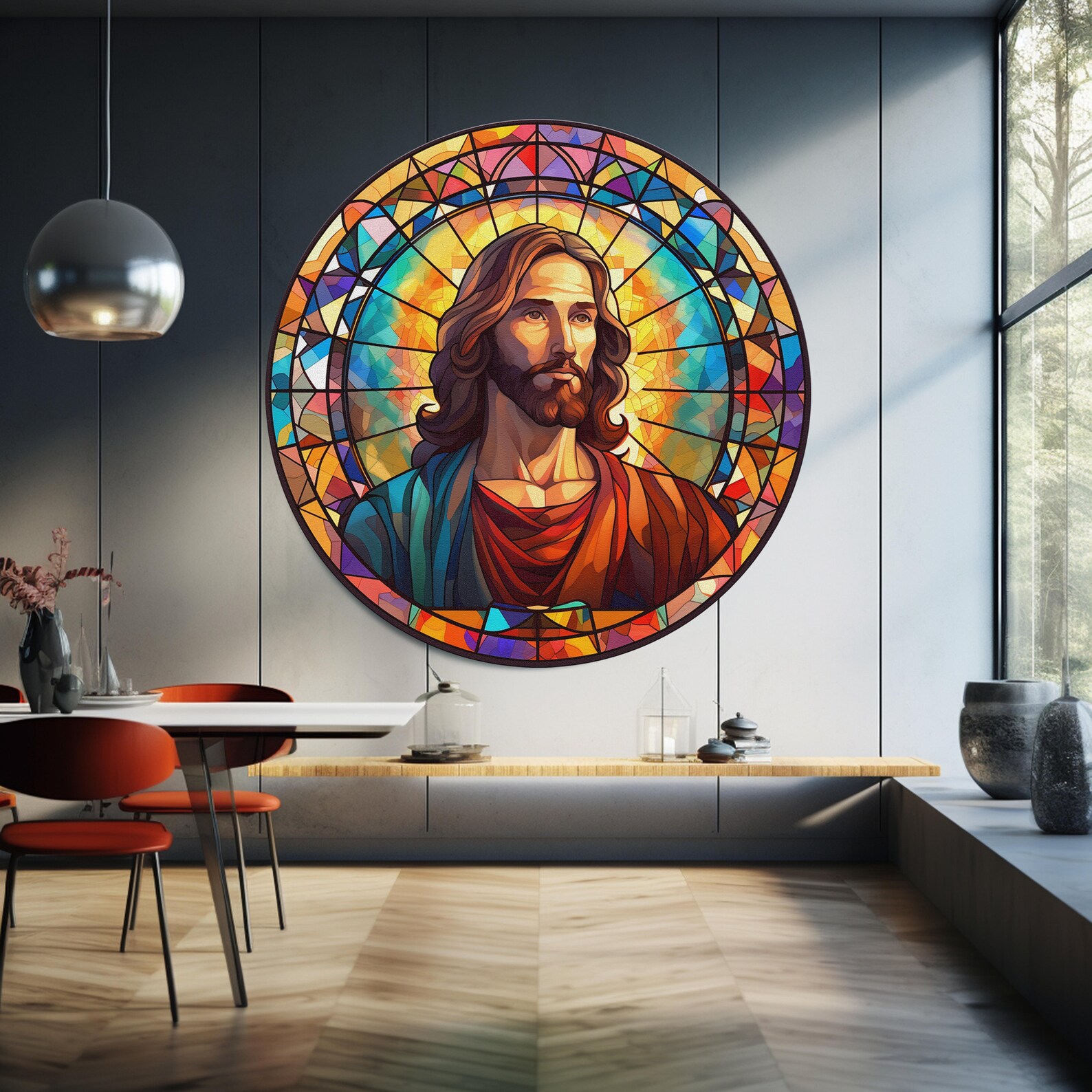 Tempered Glass Jesus Art | Jesus Round Glass | Jesus Glass Paint | Wall ...