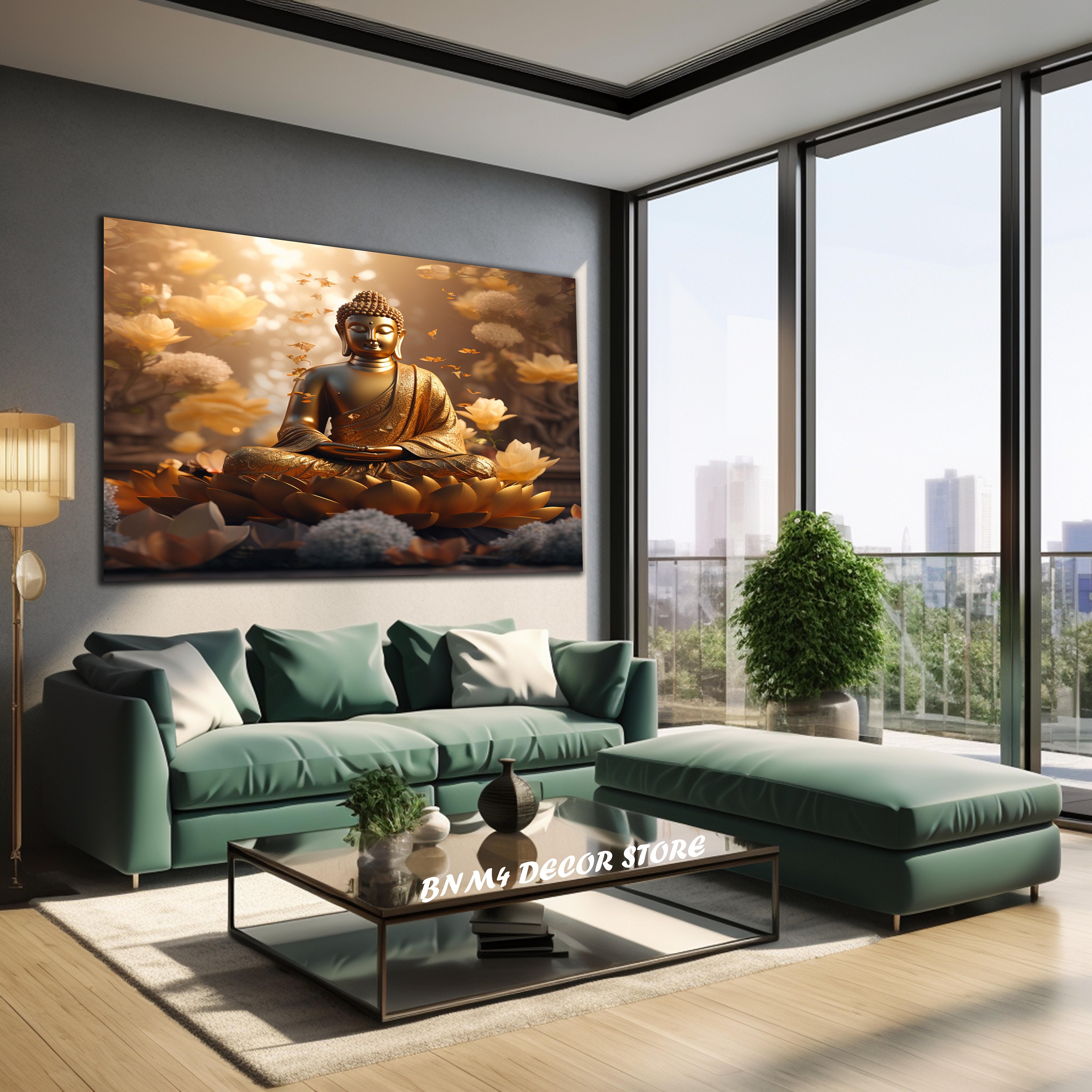 Tempered Glass Buddha Wall Art | Gold Buddha Glass | Hindu Wall Art ...