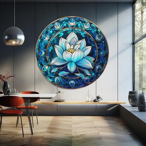 Lotus Tempered Glass Wall Art | Lotus Stained Pattern | Wall Hangings ...