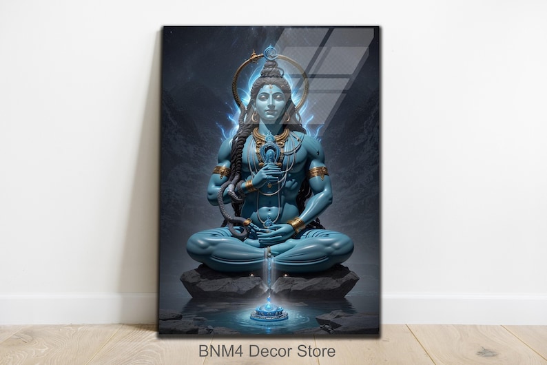 Tempered Glass Wall Art | Hindu God Shiva Wall Decor | Lord Shiva Glass ...