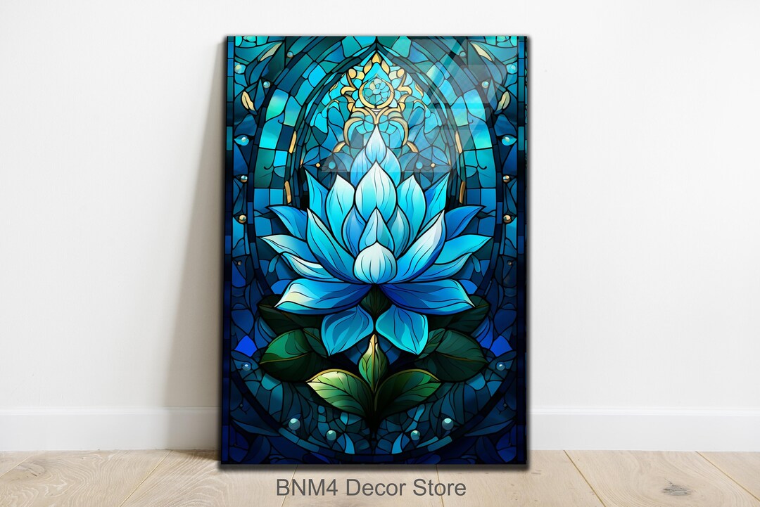 Lotus Tempered Glass Wall Art | Mandala Pattern Wall Decor | Wall ...