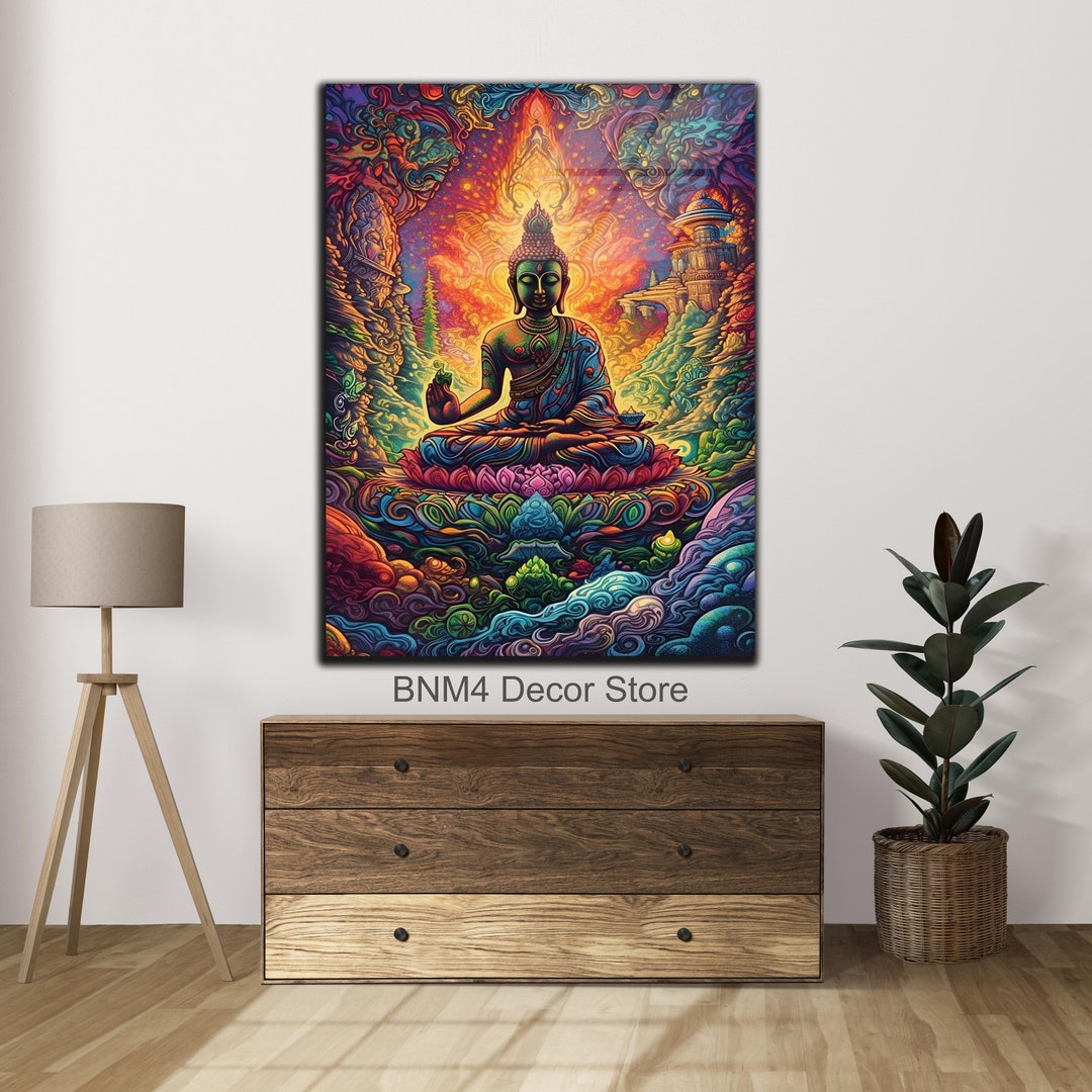 Tempered Glass Buddha Wall Art, Hindu Wall Art, Housewarming Gifts