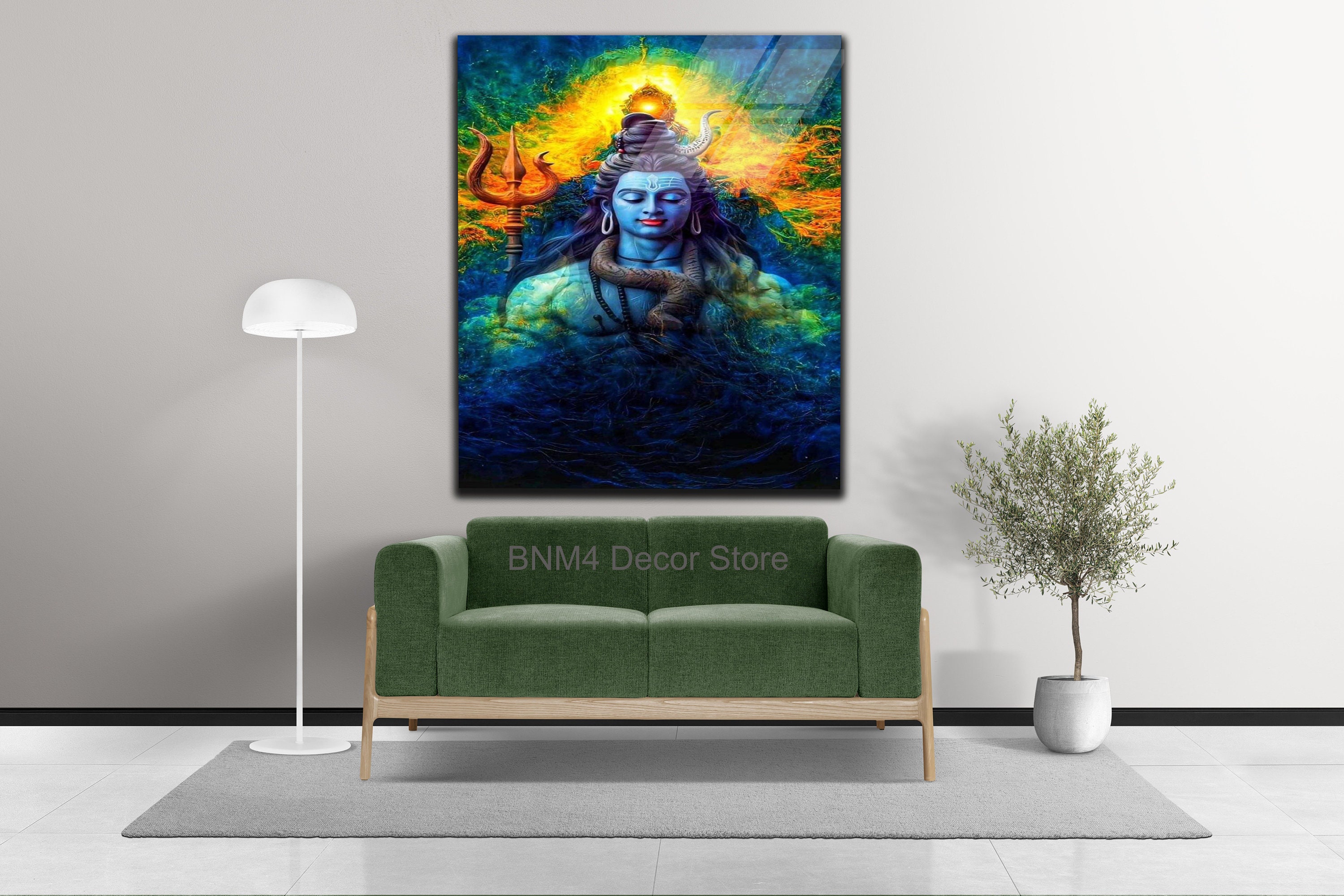 Tempered Glass Wall Art Hindu God Shiva Wall Decor Abstract Wall Art ...