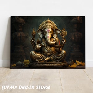 Tempered Glass Ganesha Wall Art | Magnificent Ganesha Decor | Ganesha Abstract Wall Decor | Buddhist Figures Wall Art | Wall Hangings | Lord