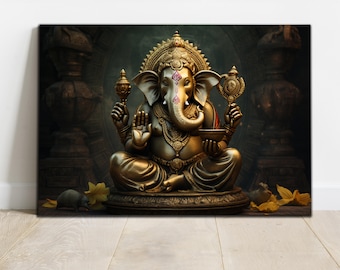 Tempered Glass Ganesha Wall Art | Magnificent Ganesha Decor | Ganesha Abstract Wall Decor | Buddhist Figures Wall Art | Wall Hangings | Lord