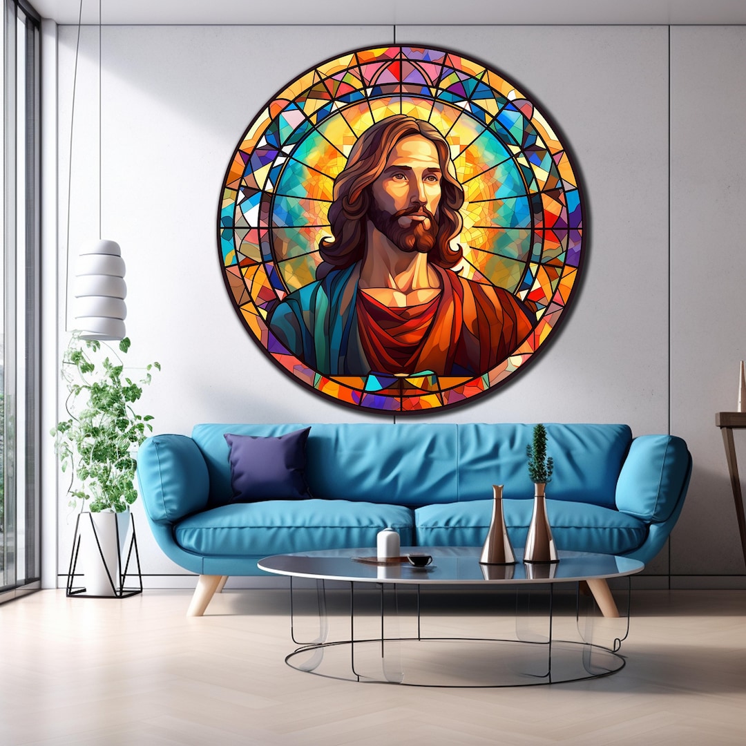 Tempered Glass Jesus Art | Jesus Round Glass | Jesus Glass Paint | Wall ...