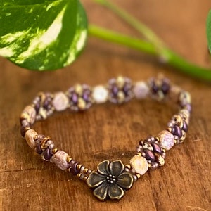 Pretty Petals Handwoven Superduo Beaded Bracelet