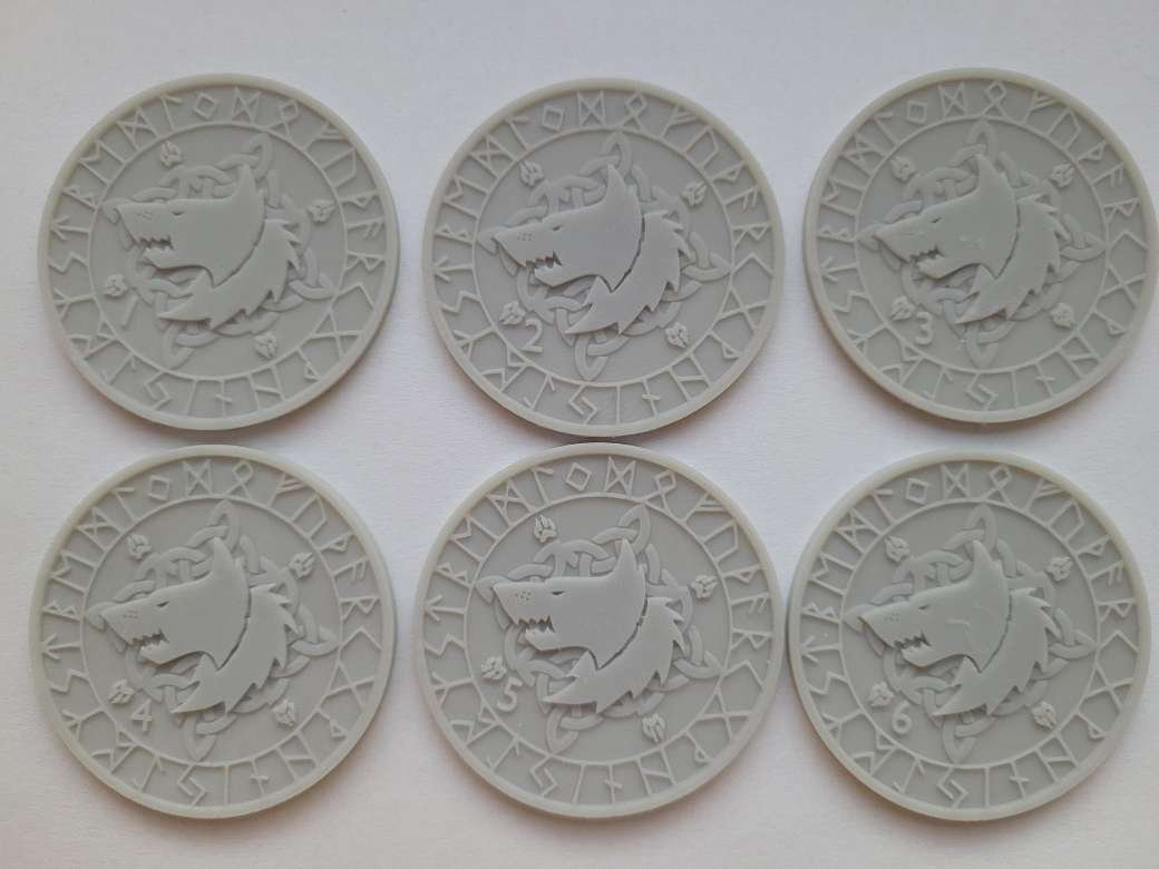 Space Wolves Objective Markers 1-6. 40mm STL.