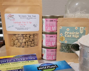 Fish N Nip Cat Treats. All natural, human grade ingredients. Preservative Free. Safe for all ages. Handcrafted in small batches.