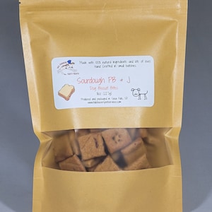 PB & J Dog Treat. Homemade, all natural, human grade ingredients, dog or puppy training treat. Preservative Free.