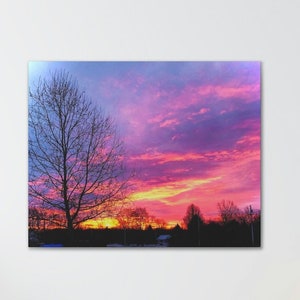 Leinwand Gallery Wraps, Sonnenuntergang feuriges Glühen auf, Hauptdekor, Sonnenuntergang Wandkunst, hängende Wandkunst, Geschenk für neue Hauptbesitzer, Wandkunst