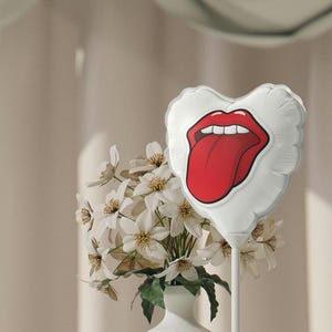Red Tongue Lips On Balloon, Valentines Day Balloon, Balloon for special Occasion, Round and Heart-shaped, 6&quot;