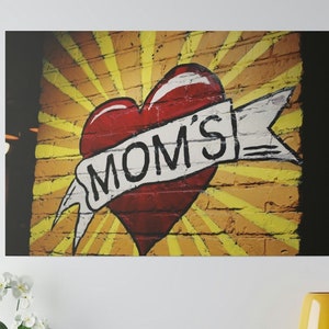 MOM&#39;S Text with Heart Graphic on Matte Canvas, Gift For Mom, Mother&#39;s Day Gift, Home Decor, Wall Art, Wall Decor, Custom Wall Art