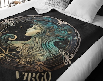 Astrology VIRGO Graphic on Sherpa Blanket, Virgo Gemini Blanket, Astrology Blanket, Personalized Blanket, Custom Blanket, Virgo Zodiac