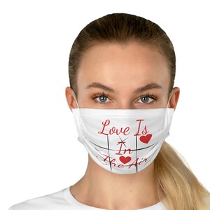 Love Is In The Air text with Hearts Graphics on Cotton Face Mask, Mask For Covering Your Nose and Mouth Area, Keep Safe, Medical Mask