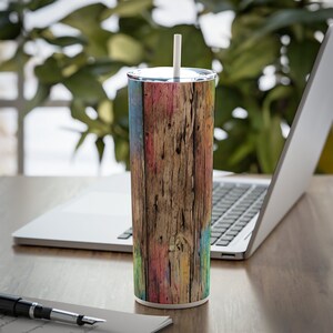 Wood Graphic Steel Tumbler with Straw, 20oz Tumbler, Custom Tumbler, Personable Tumbler, Gift For Her, Gift for All, 20oz Mug