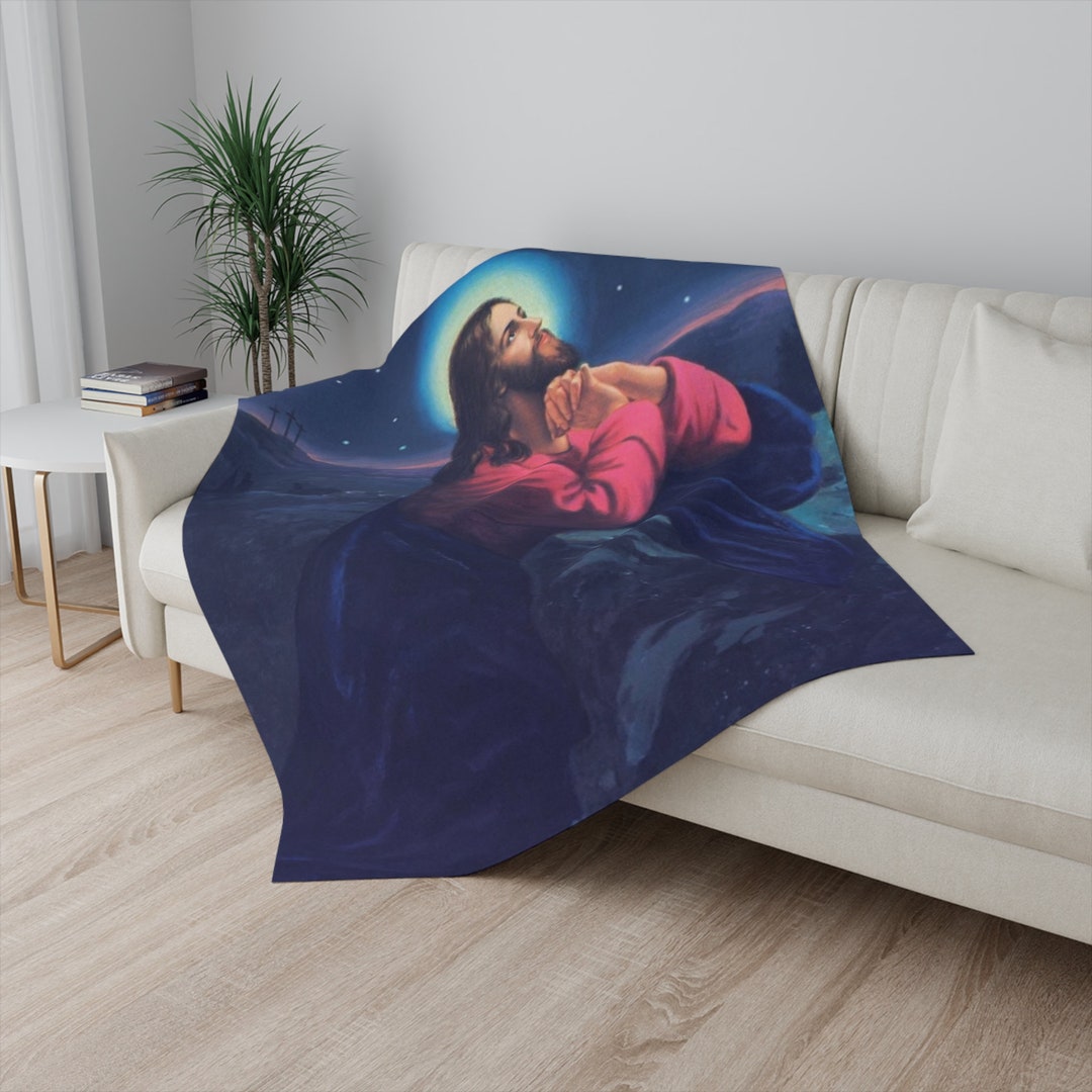 Jesus Sherpa Blanket, Personalized Blanket, Custom Blanket, Warm Fluffy