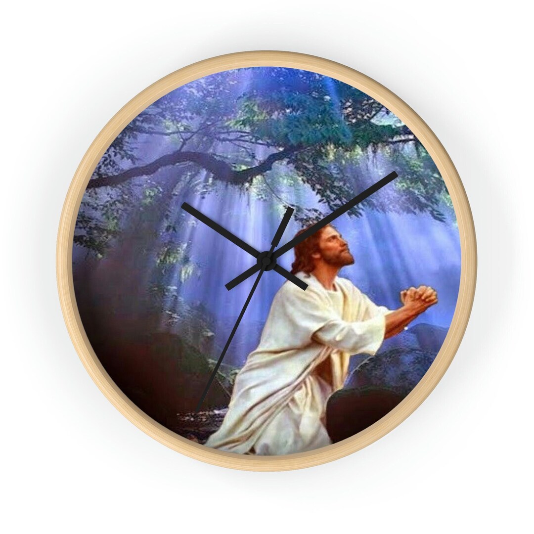 Jesus Praying Wall Clock, Custom Wall Clock, Home Decor Wall Clock, Logo on Wall Clock