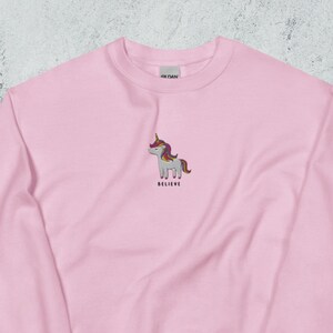 Trendy Embroidered Unicorn Sweatshirt, Magical Unicorn Shirt, Believe in Unicorns, Funny Embroidered Unicorn Sweatshirt, Unicorn Lover Gift