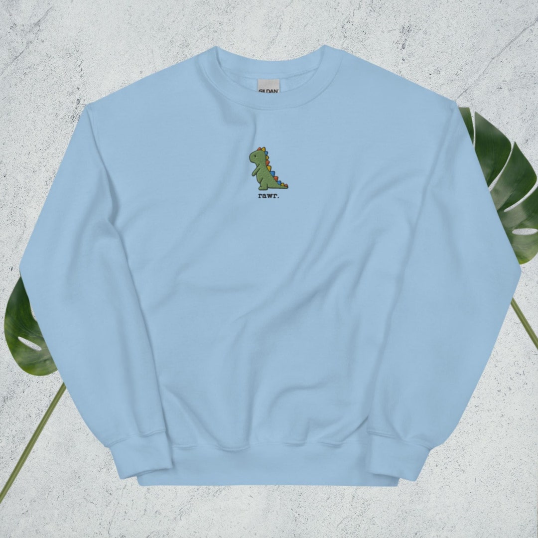 Funny Embroidered Dinosaur Sweatshirt, Cute Dinosaur Sweater, Dinosaur Lover Gift, T Rex Sweater