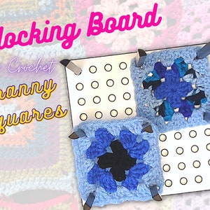 Tablero de Bloqueo para Granny Square, Wooden Blocking Board Crochet 20 x  20 cm, Tablero de Bloqueo Crochet con 20 Barras de Acero Inoxidable y 5