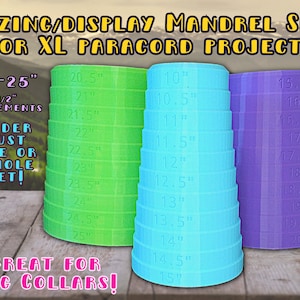 Sizing and Display Mandrel for Paracord Dog Collars and Necklaces | 10"-25" | 0.5" Increments | 3 Piece Set | Buy set or just one piece!
