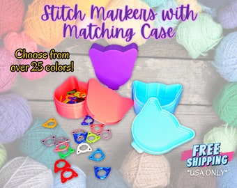 50 katttema-maskmarkörer med snäpplock till kattfodral | Stickning och virkning | 3D-utskrift | Välj dina egna färger!
