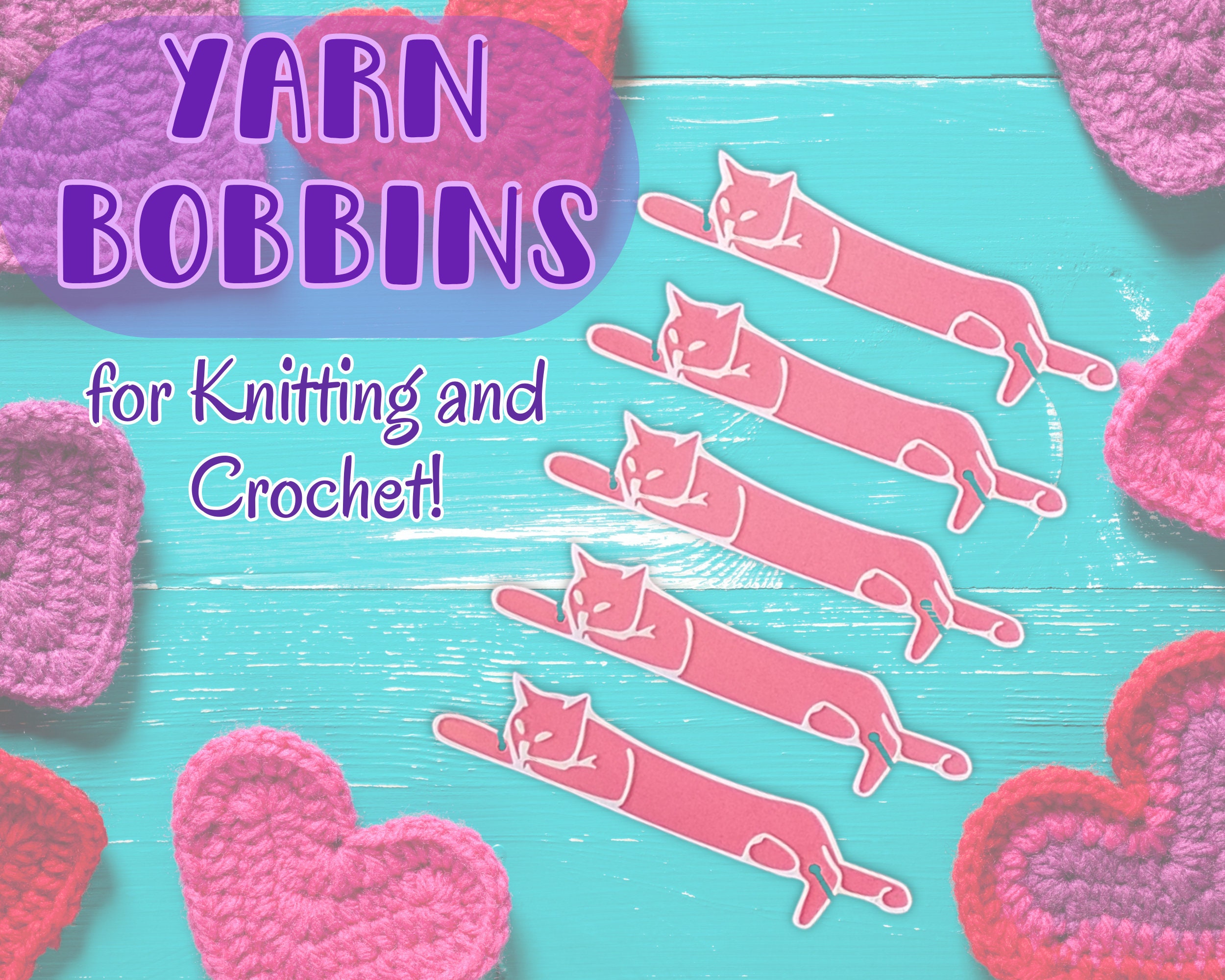 Yarn Bobbin for Crochet and Knitting Sleeping Cat Set of 5 Choose